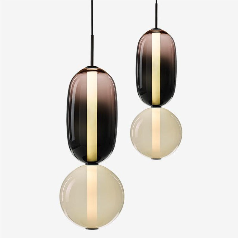 Alvura | Moderne elliptisk lagdelt kunstglas pendellampe