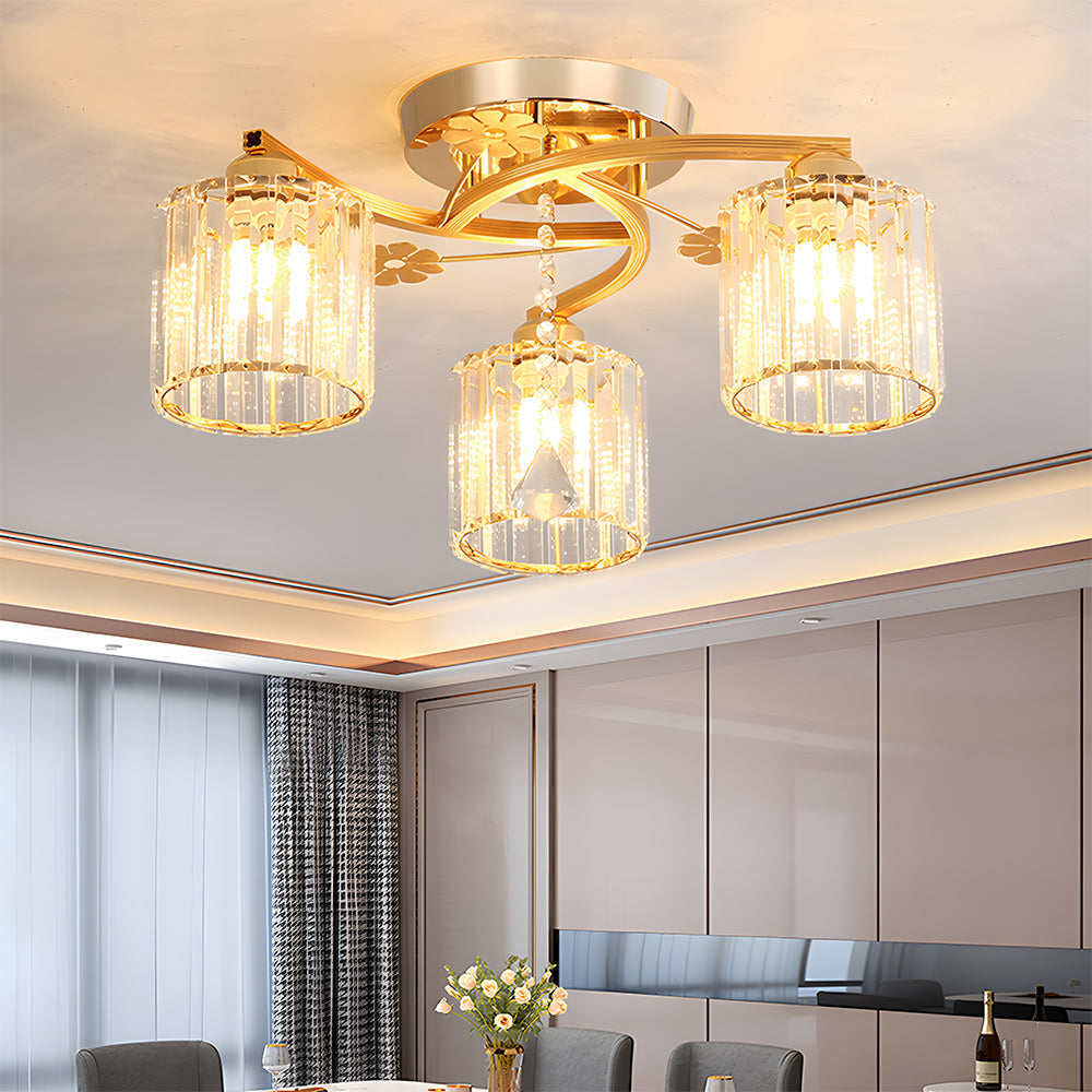 Celestia | Luksuriøs krystalcylinder semi-flush loftslampe