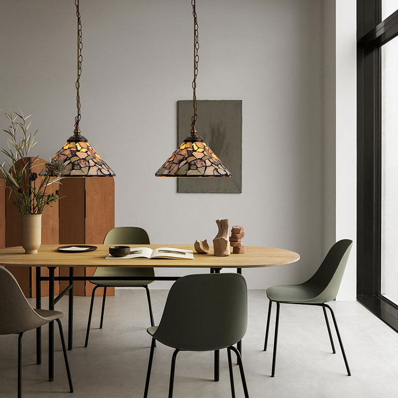 Luvidorse | Mosaik farvet glas konisk pendel