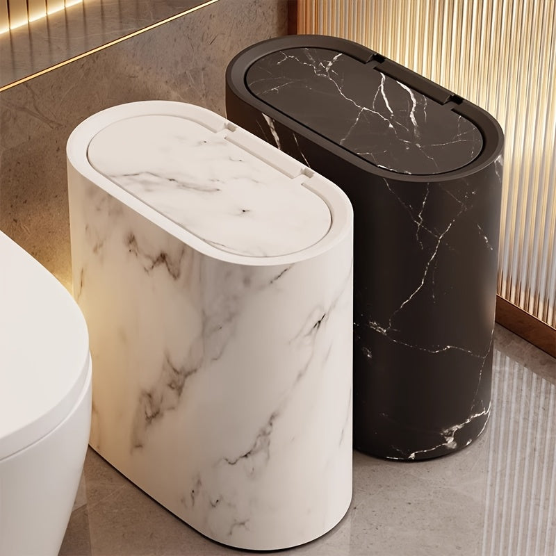 Affaldsspand med marmorprint, oval med tilpasset låg