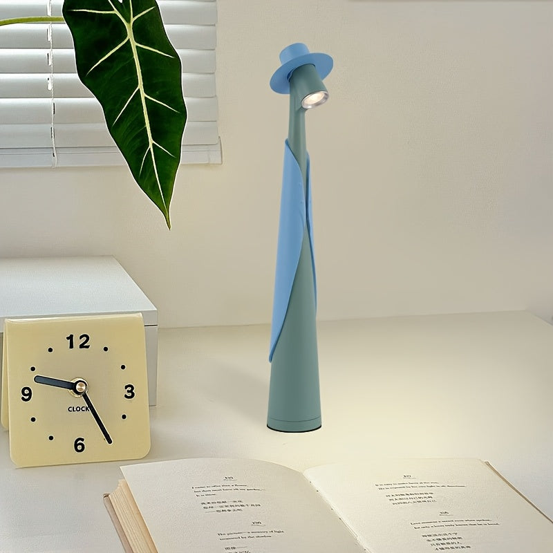 Skulpturel hat-silhuet genopladelig touch-kontrol bordlampe