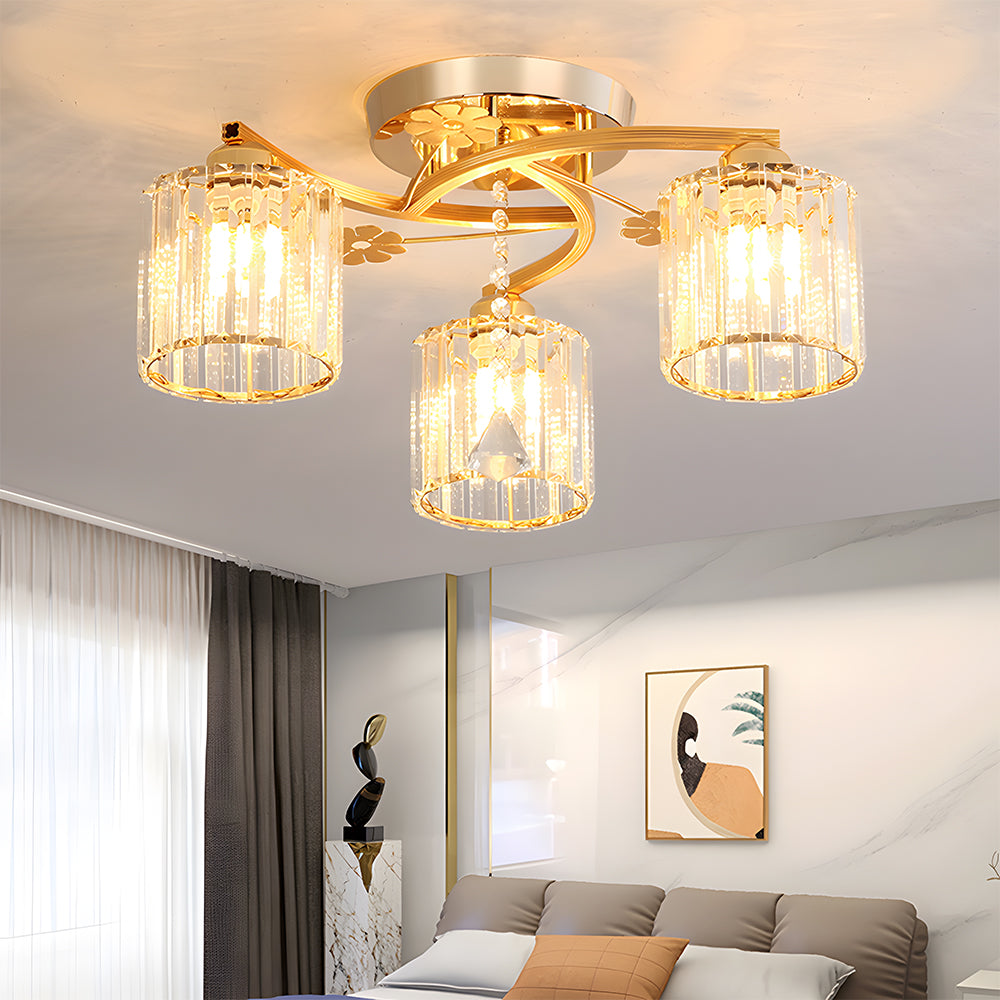 Celestia | Luksuriøs krystalcylinder semi-flush loftslampe