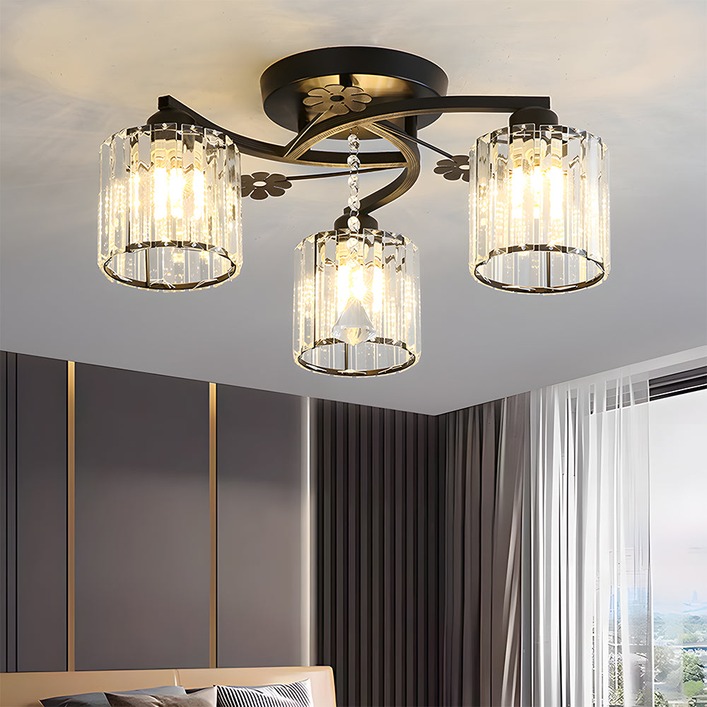 Celestia | Luksuriøs krystalcylinder semi-flush loftslampe