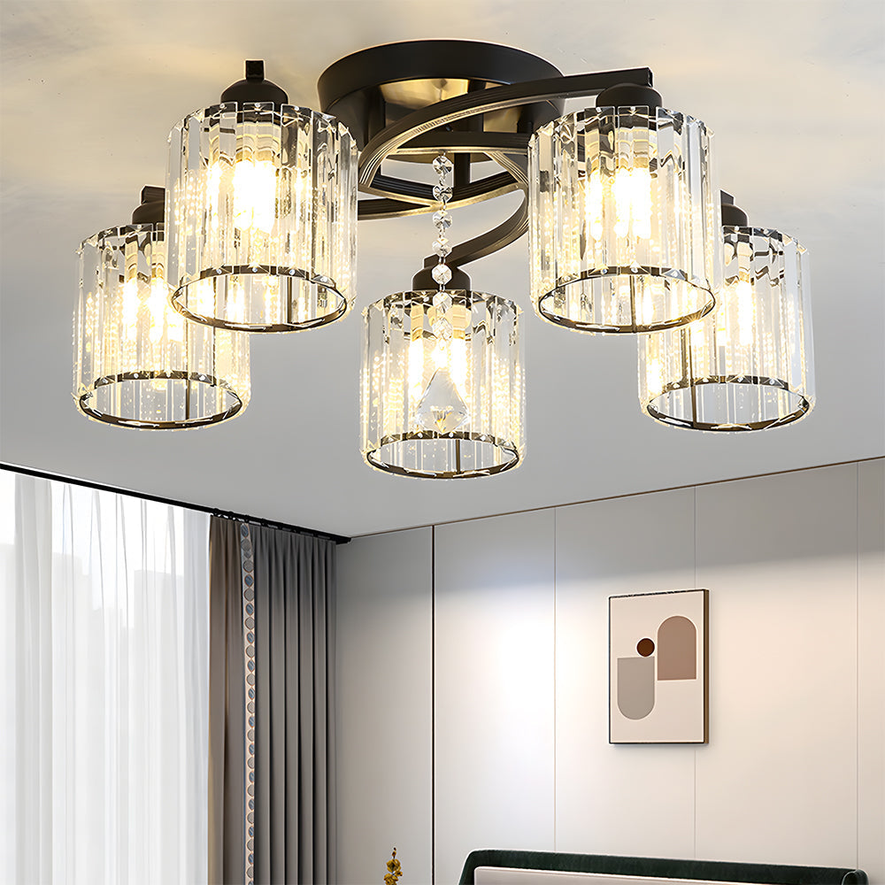 Celestia | Luksuriøs krystalcylinder semi-flush loftslampe
