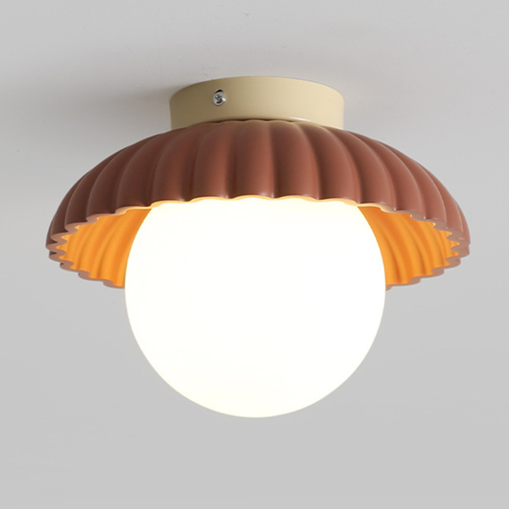 Ribbet jern frostet glas globus indbygningsloftlampe