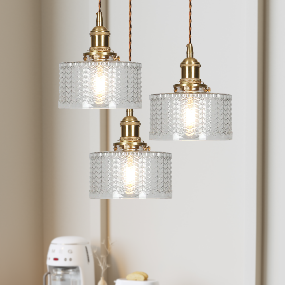 Viridis | Retro tekstureret glas cylinder pendellampe