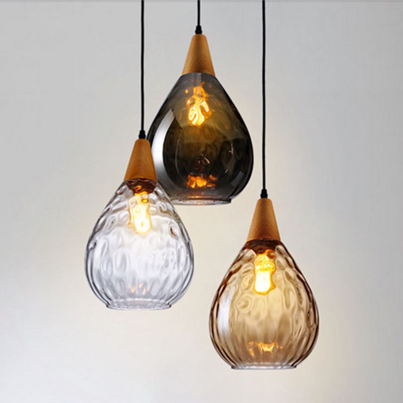 Niris| Minimalistisk dråbeformet tekstureret glas pendellampe