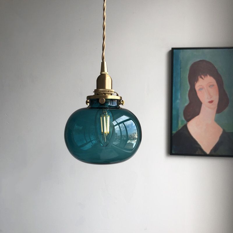 Pythos | Vintage græskar glas ribbet LED pendel
