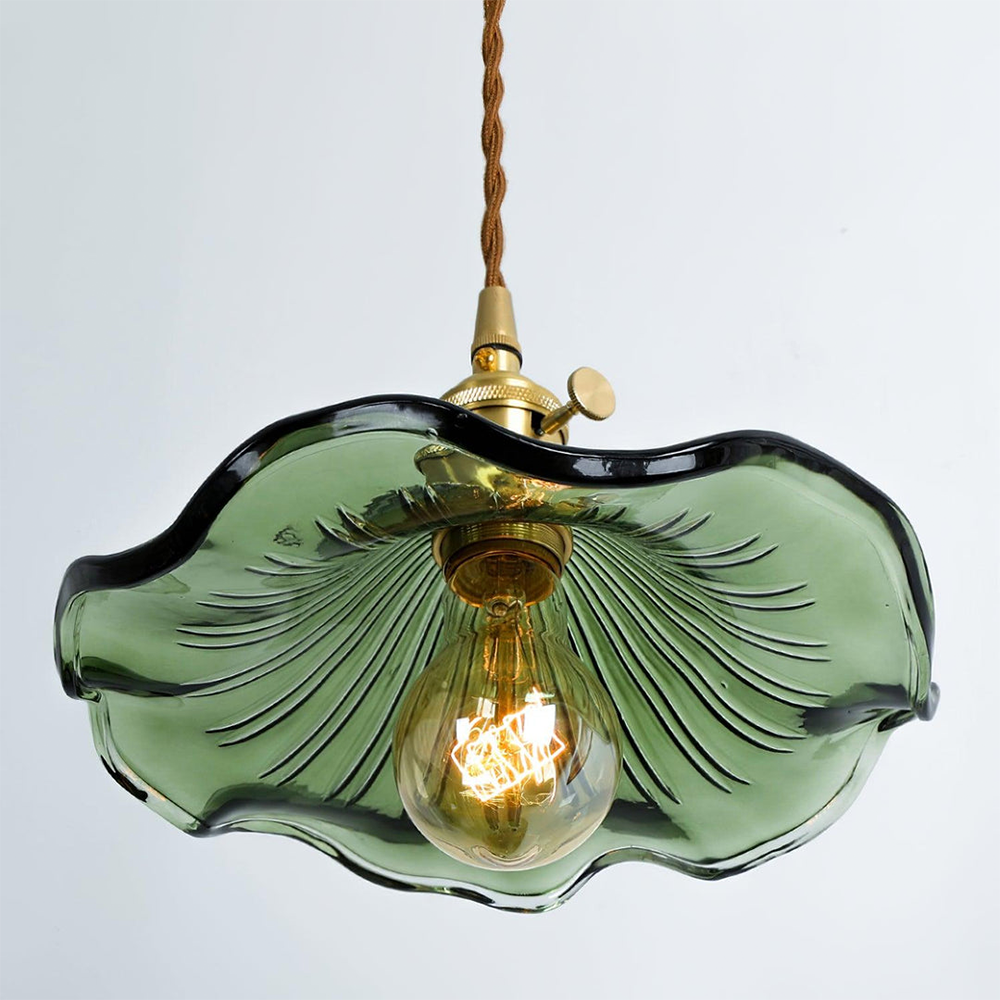 Floria | Elegant hibiscusblomst formet rillede glaspendellampe