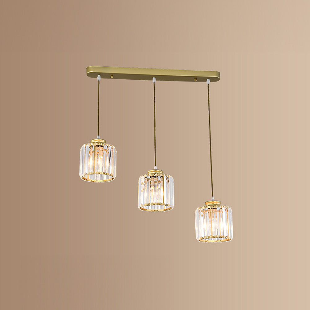 Cubica | Moderne multi-lys metal og krystalprisme pendellampe