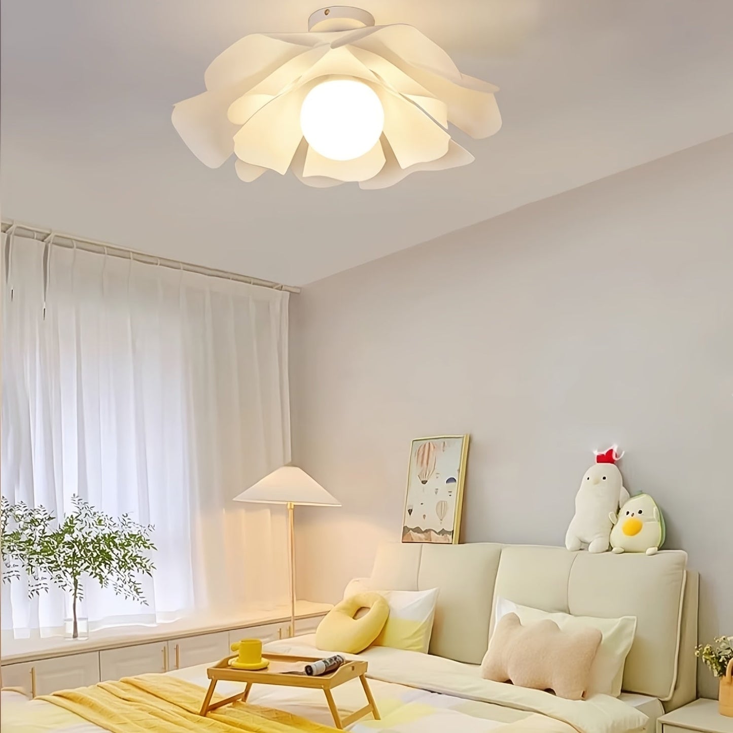 Skulptureret rosenblad blomst semi-indbygningsloftlampe