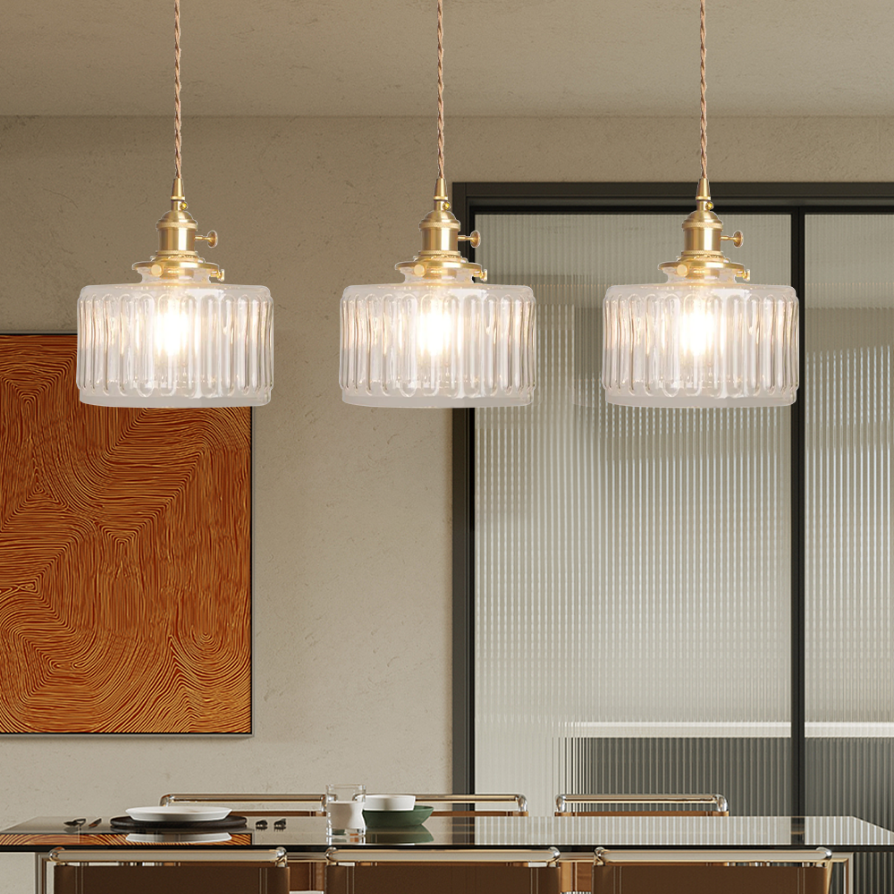 Viridis | Retro tekstureret glas cylinder pendellampe