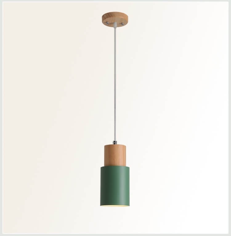 Zeralyon | Nordisk cylindrisk træ- og metalpendellampe