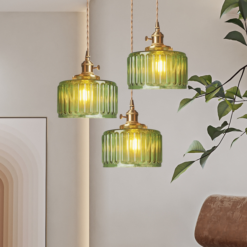 Viridis | Retro tekstureret glas cylinder pendellampe