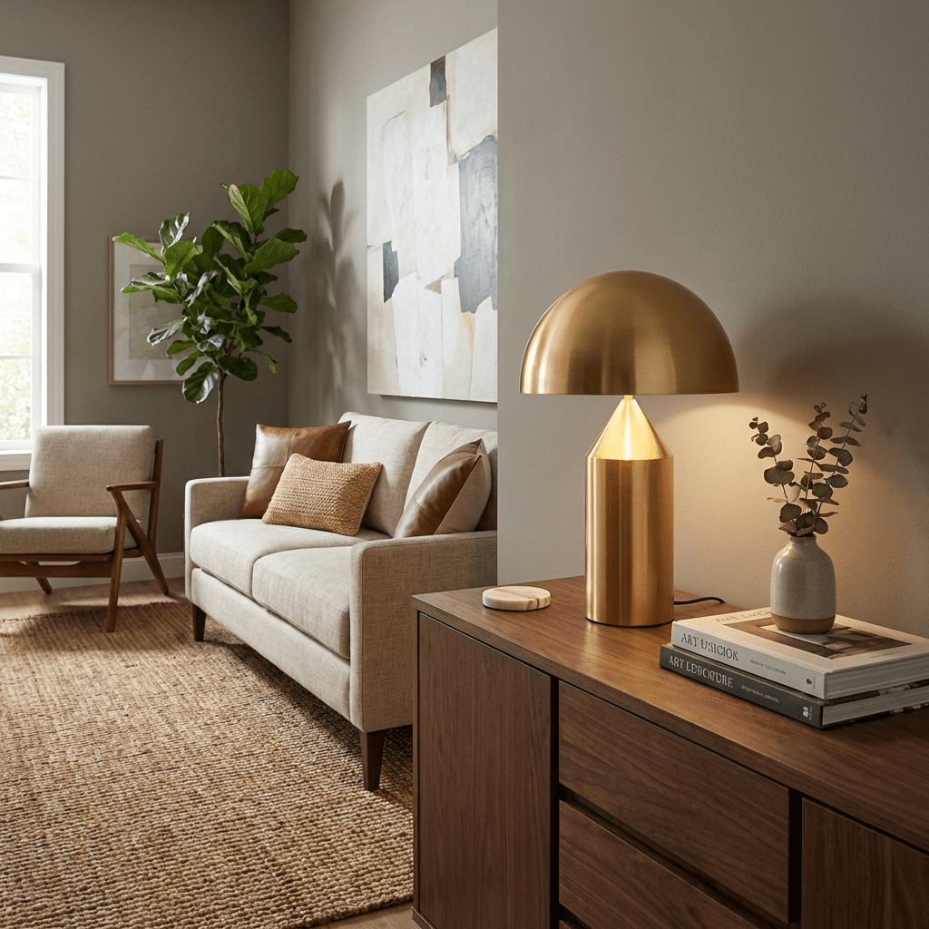 Zonthara | Avantgarde geometrisk skulpturel silhuet metal bordlampe