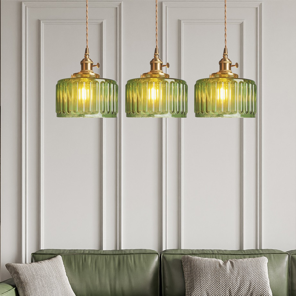 Viridis | Retro tekstureret glas cylinder pendellampe