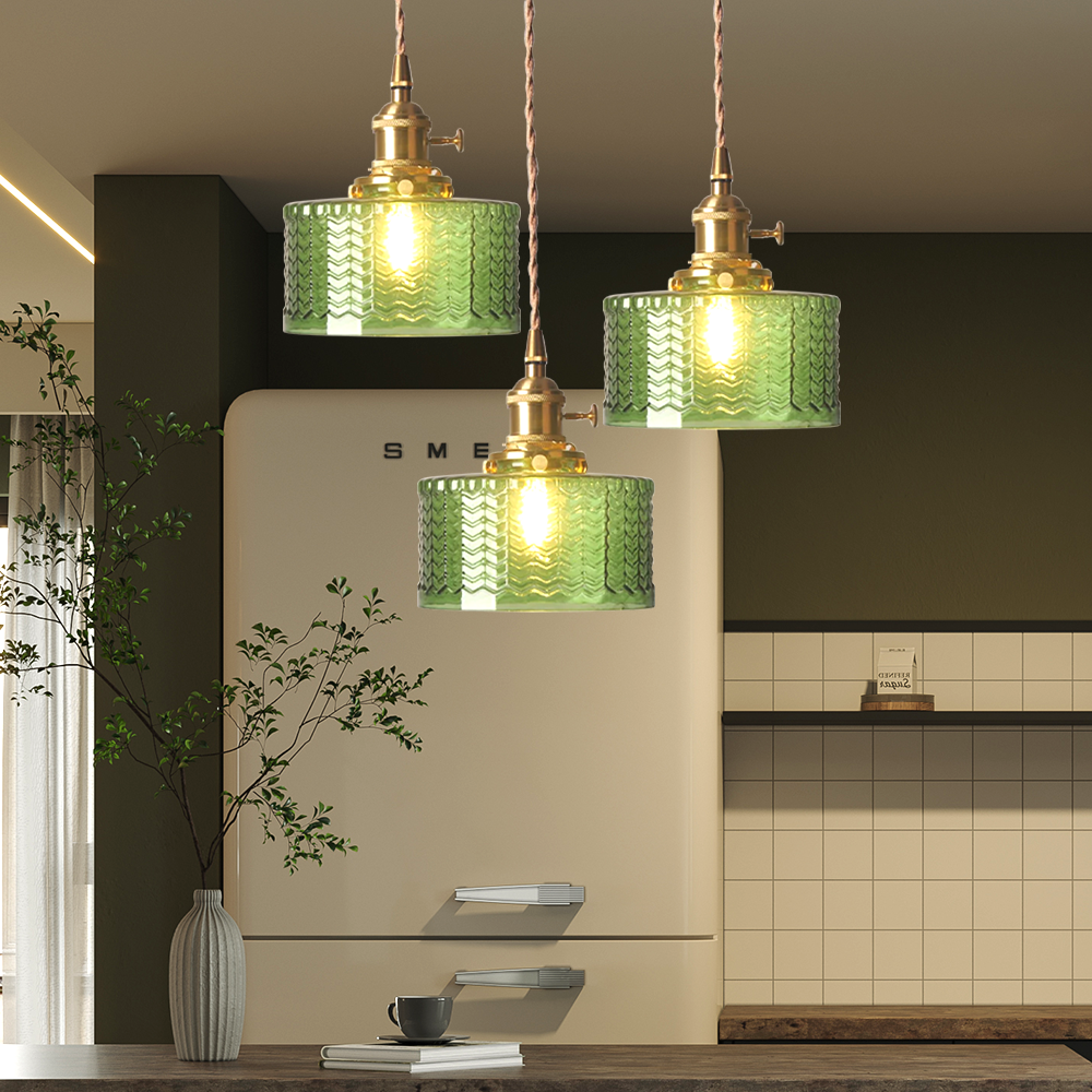 Viridis | Retro tekstureret glas cylinder pendellampe