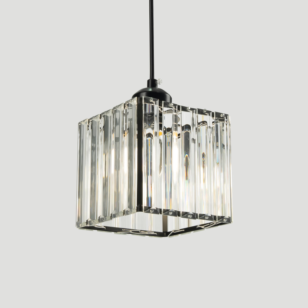 Cubica | Moderne multi-lys metal og krystalprisme pendellampe