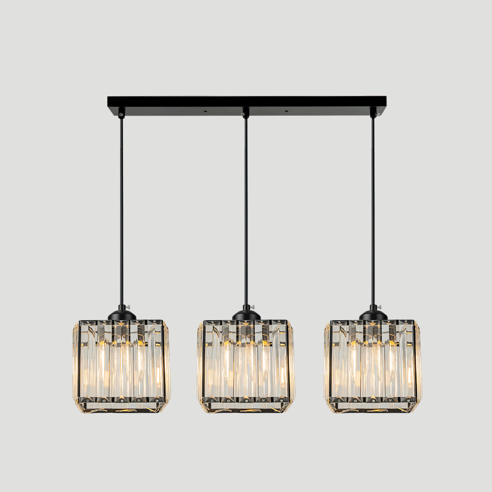 Cubica | Moderne multi-lys metal og krystalprisme pendellampe