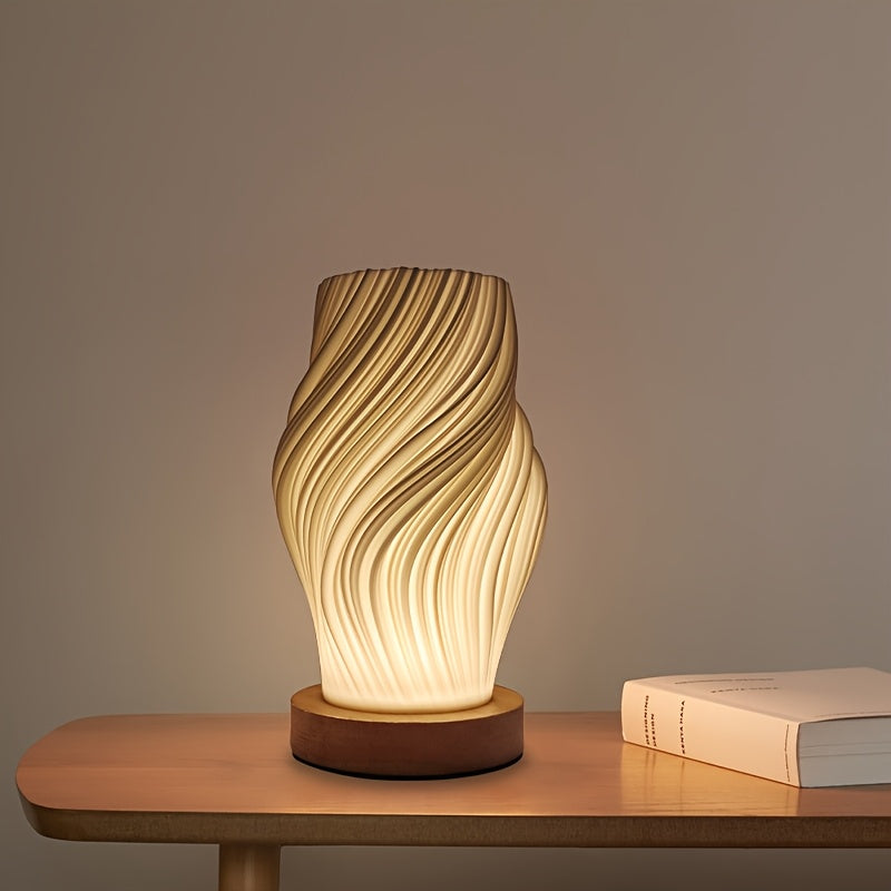 Skulpturel swirl bølge dæmpbar sengelampe skrivebordslampe