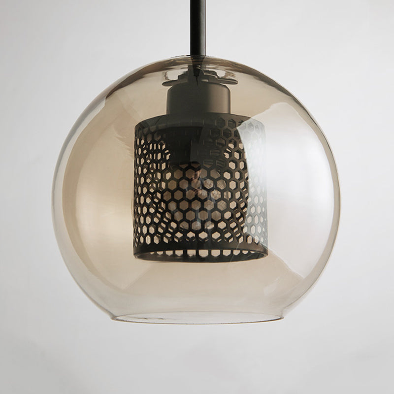 Vaelindor | Slank kugle glas gylden pendellampe