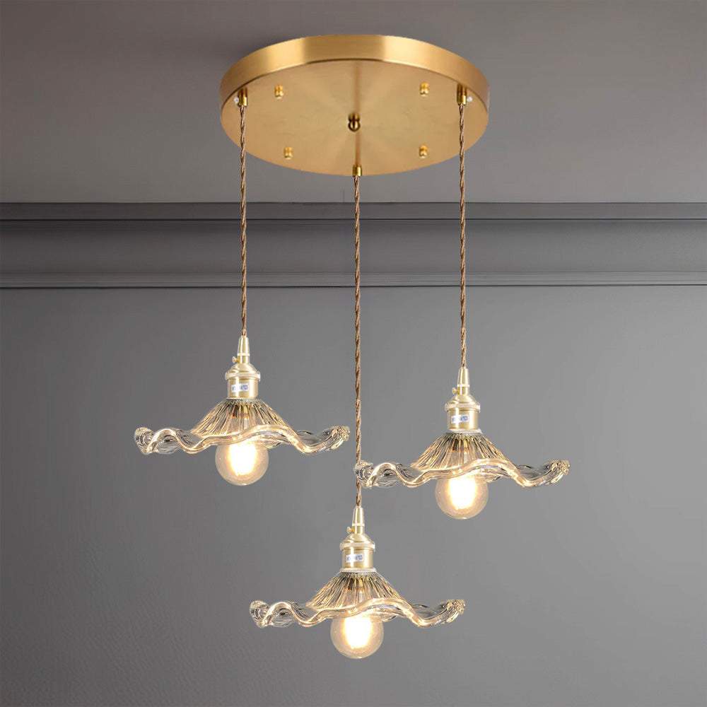 Floria | Elegant hibiscusblomst formet rillede glaspendellampe