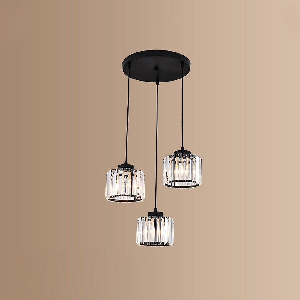 Cubica | Moderne multi-lys metal og krystalprisme pendellampe