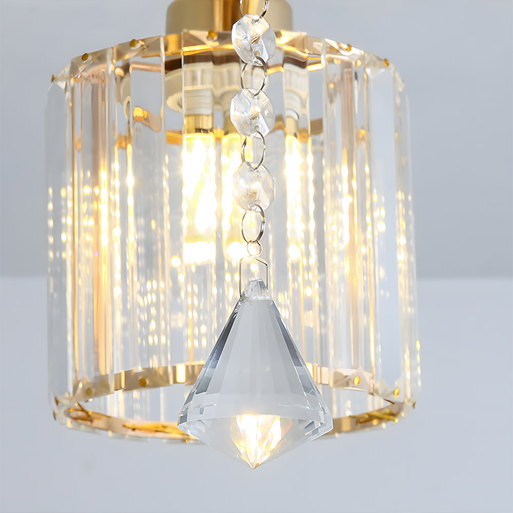 Celestia | Luksuriøs krystalcylinder semi-flush loftslampe