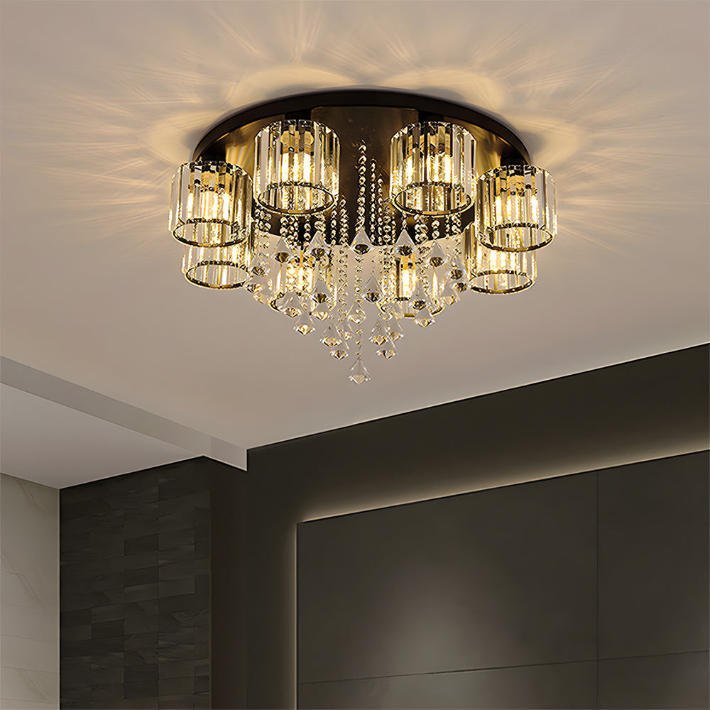 Vespera | Moderne multi-hoved krystalprisme flush mount loftslampe