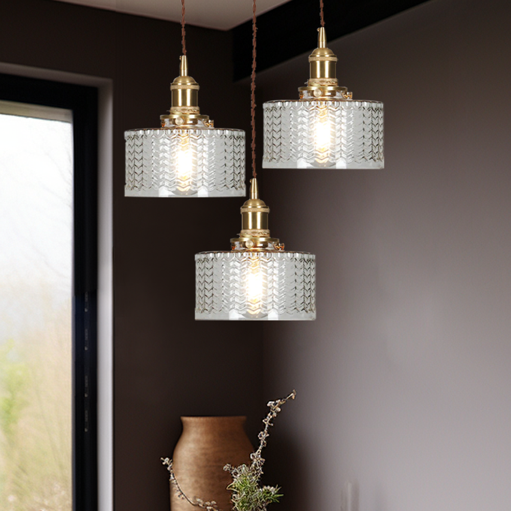 Viridis | Retro tekstureret glas cylinder pendellampe