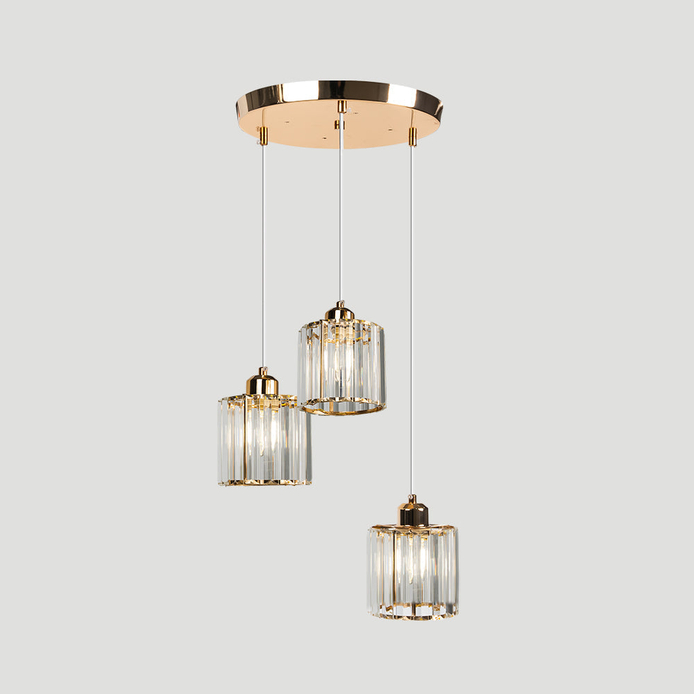 Cubica | Moderne multi-lys metal og krystalprisme pendellampe