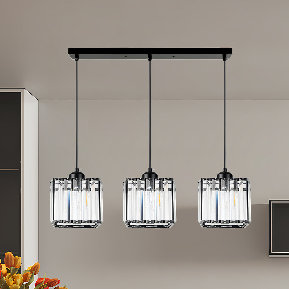 Cubica | Moderne multi-lys metal og krystalprisme pendellampe