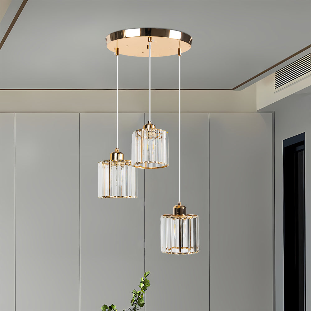 Cubica | Moderne multi-lys metal og krystalprisme pendellampe