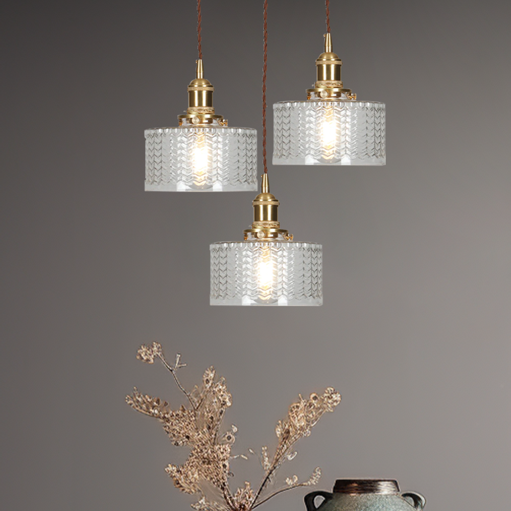 Viridis | Retro tekstureret glas cylinder pendellampe