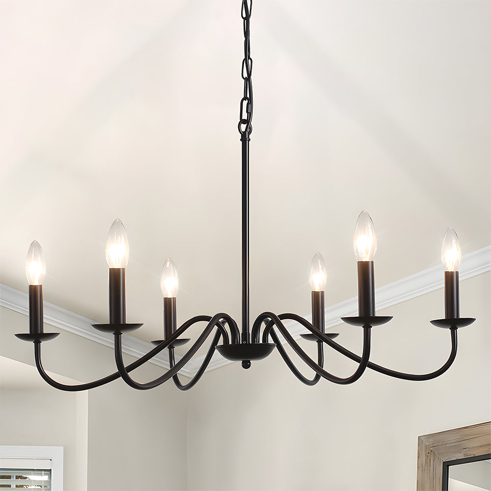 Virona | Moderne sort lysestage-stil buet arm lysekrone