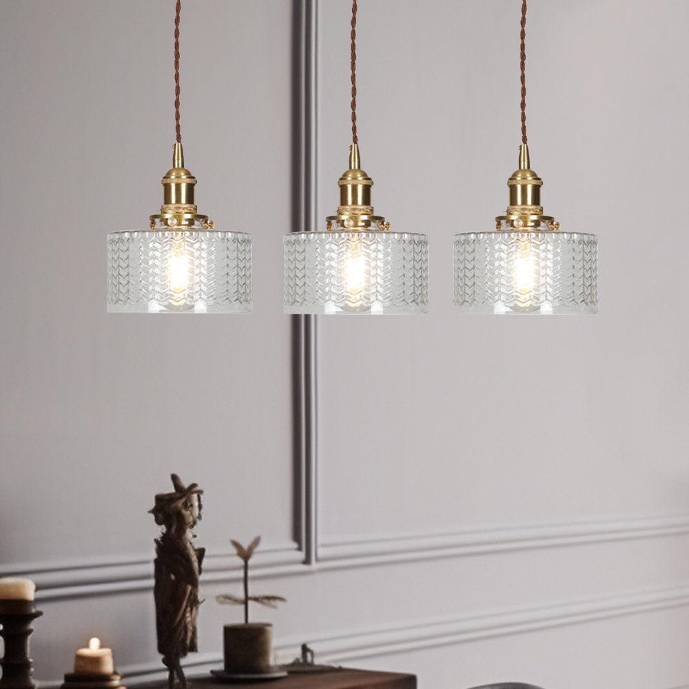 Viridis | Retro tekstureret glas cylinder pendellampe