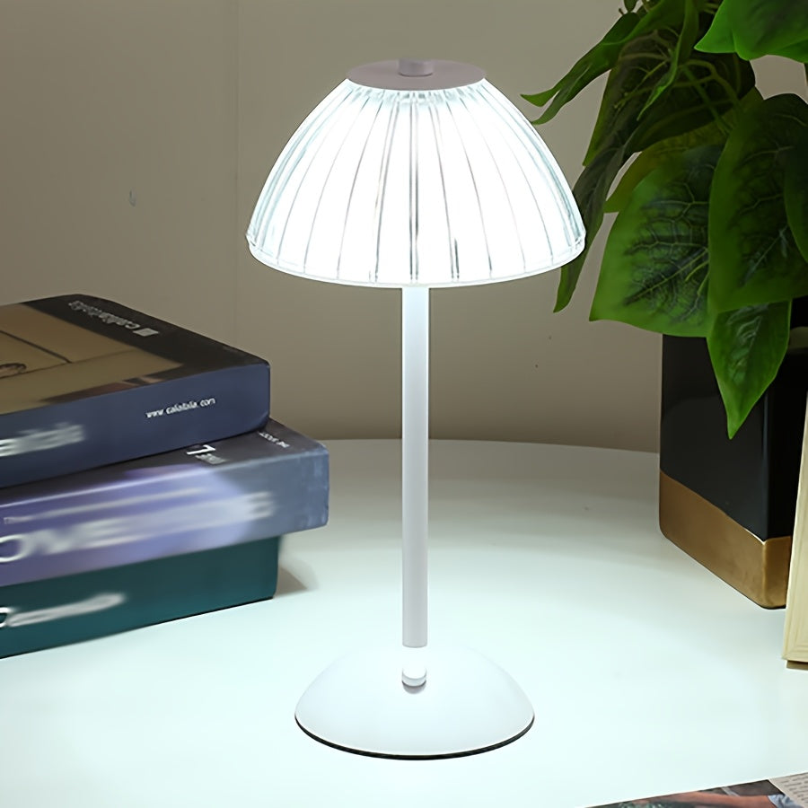Ribbet krystalskærm genopladelig touch dæmpbar bordlampe