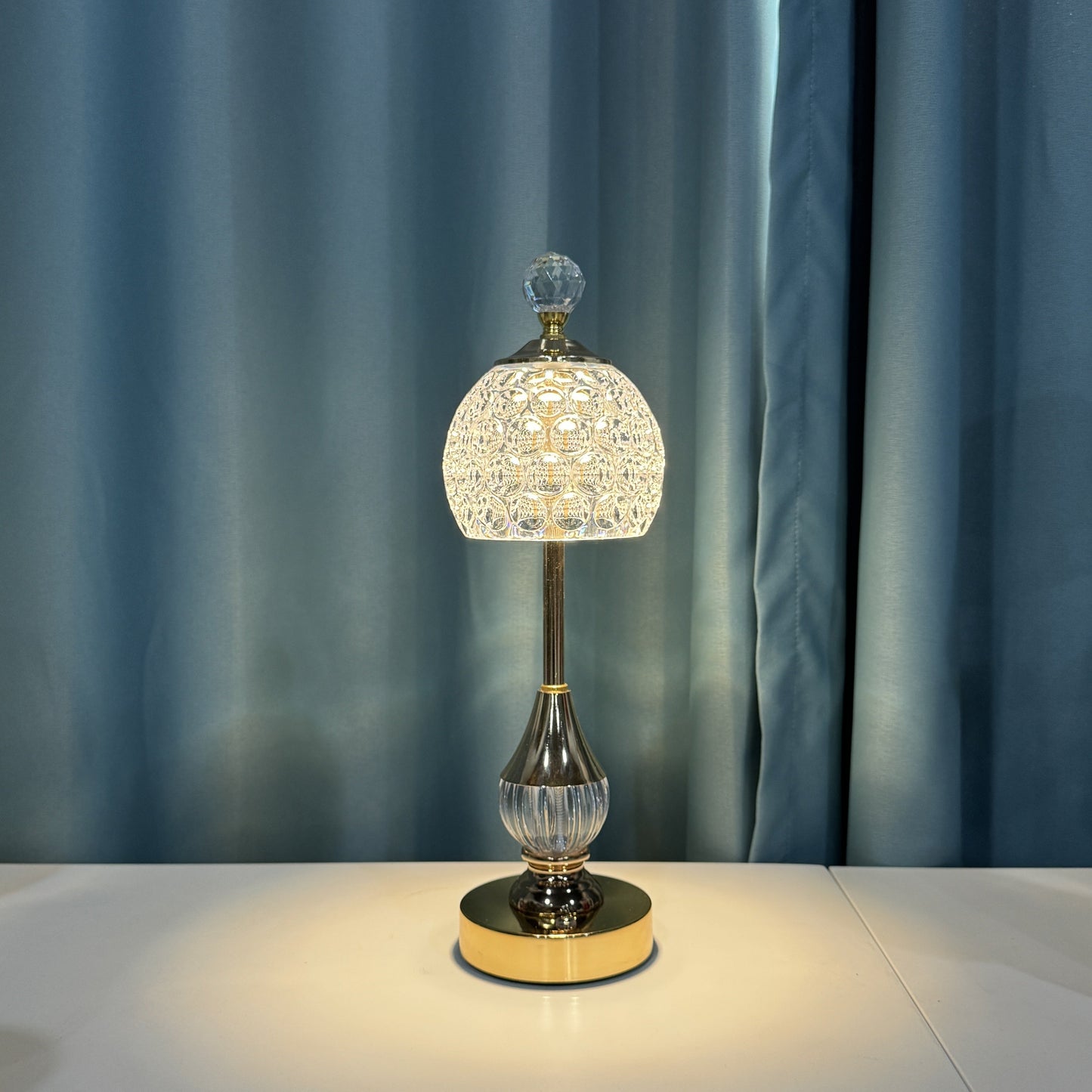 Skulptureret krystalskærm touch dæmpning genopladelig trådløs bordlampe