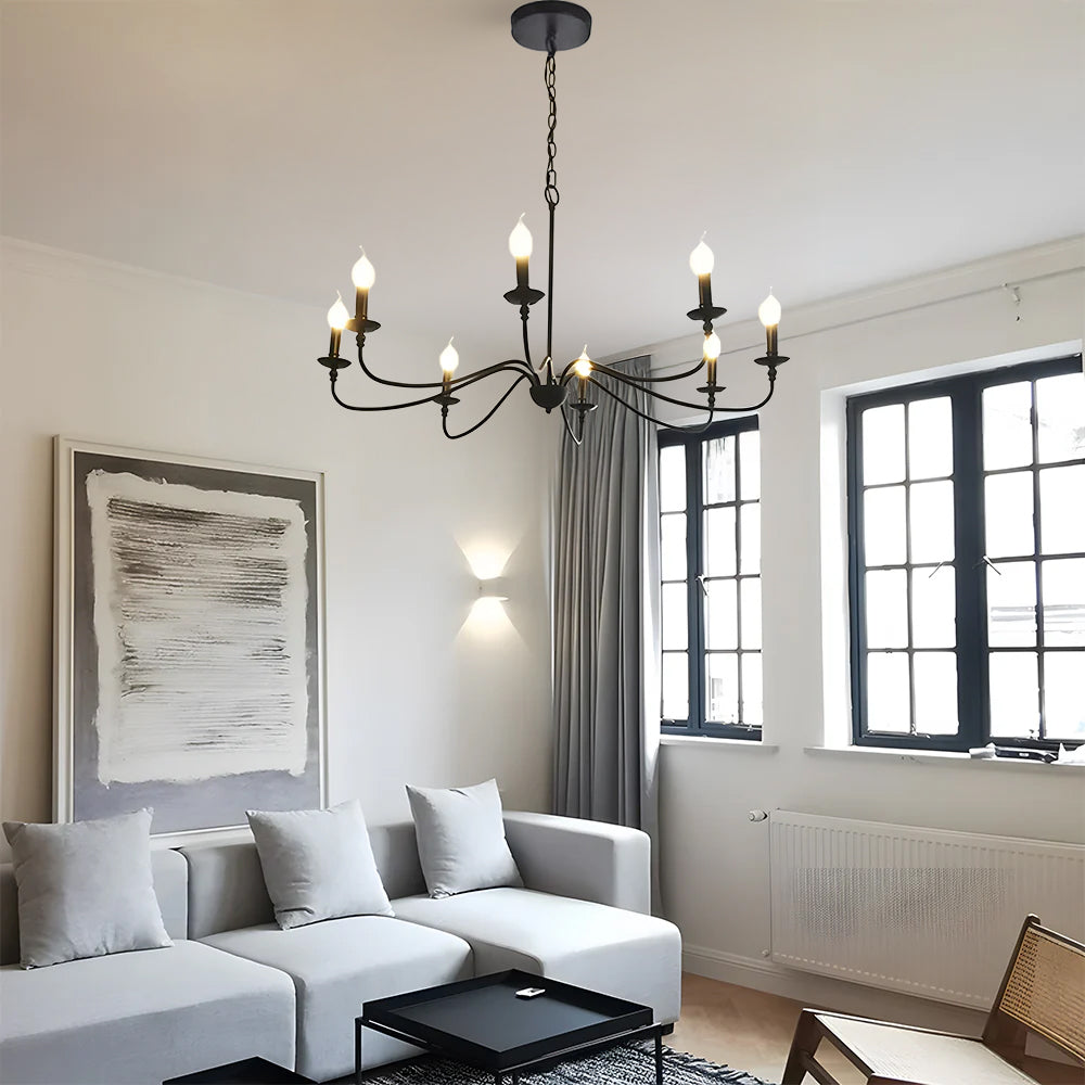 Virona | Moderne sort lysestage-stil buet arm lysekrone