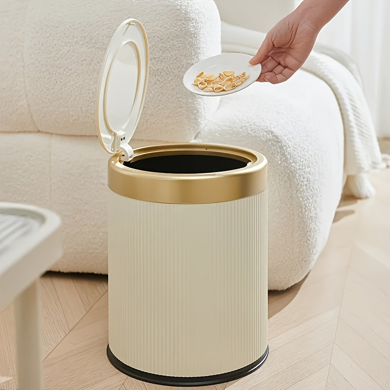 Elegant oval affaldsspand med pulverlakeret tryk-top og dobbelt indvendig spand