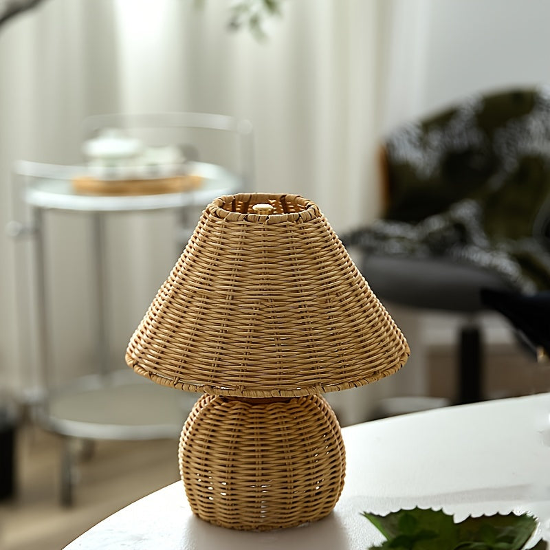 Håndvævet bambusflet rustik zen boho bordlampe