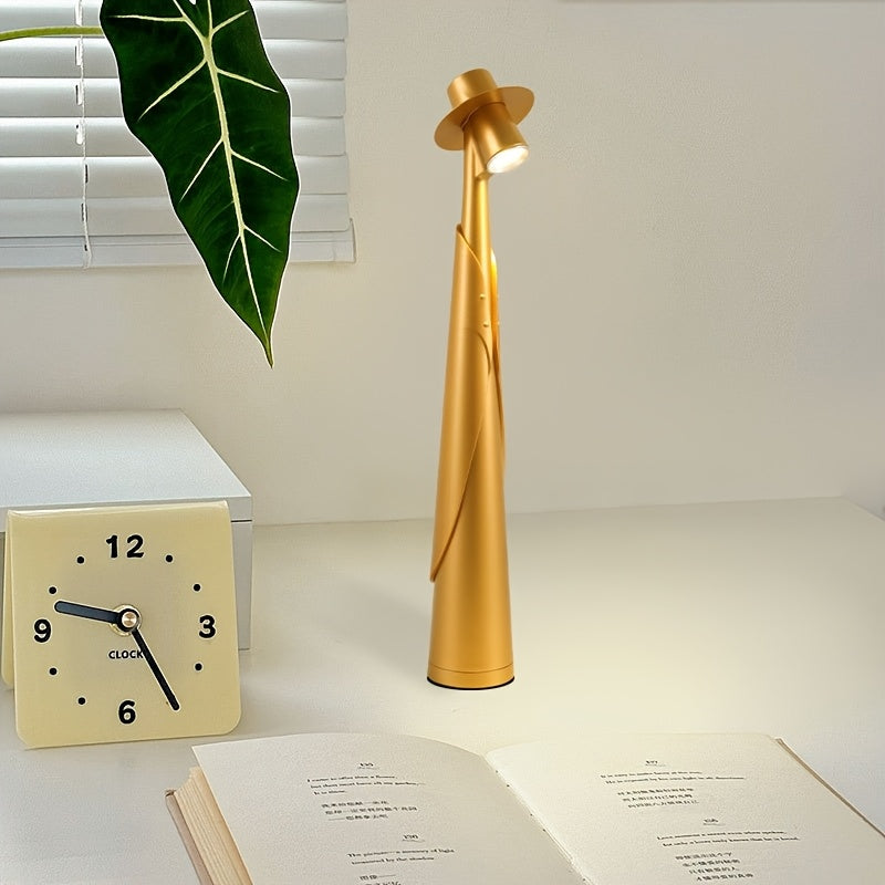 Skulpturel hat-silhuet genopladelig touch-kontrol bordlampe