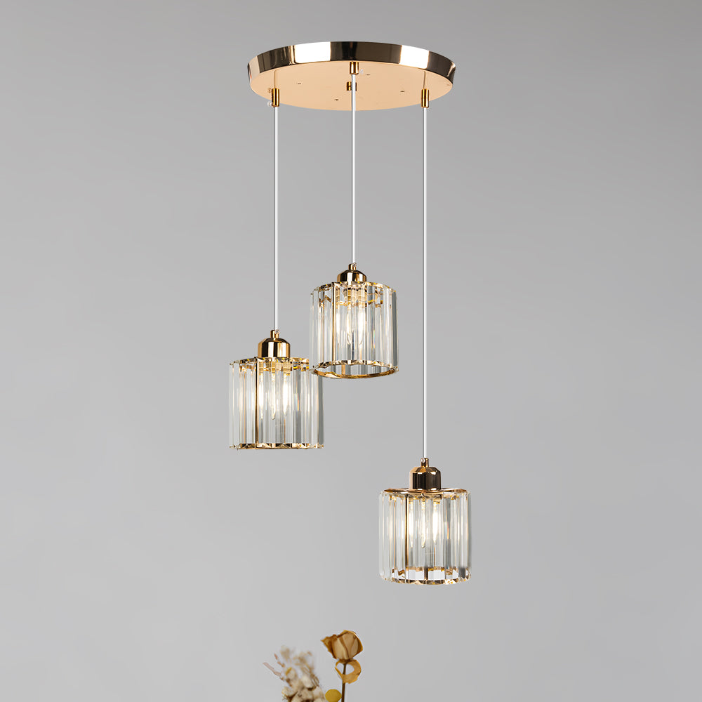Cubica | Moderne multi-lys metal og krystalprisme pendellampe