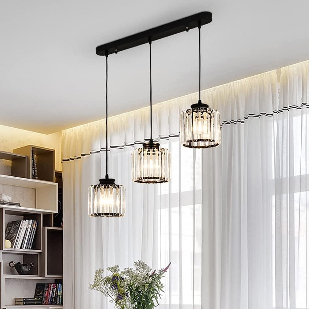 Cubica | Moderne multi-lys metal og krystalprisme pendellampe
