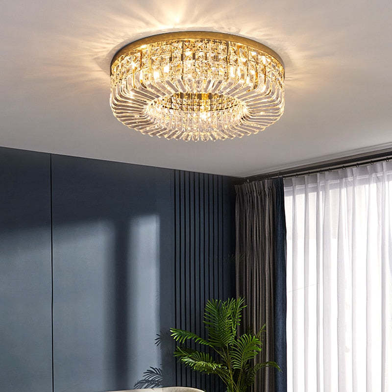 Elisse | Strålende geometrisk krystalblomst indbygningsloftlampe