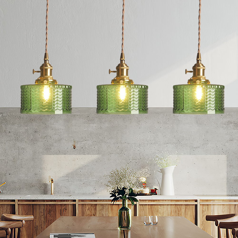 Viridis | Retro tekstureret glas cylinder pendellampe