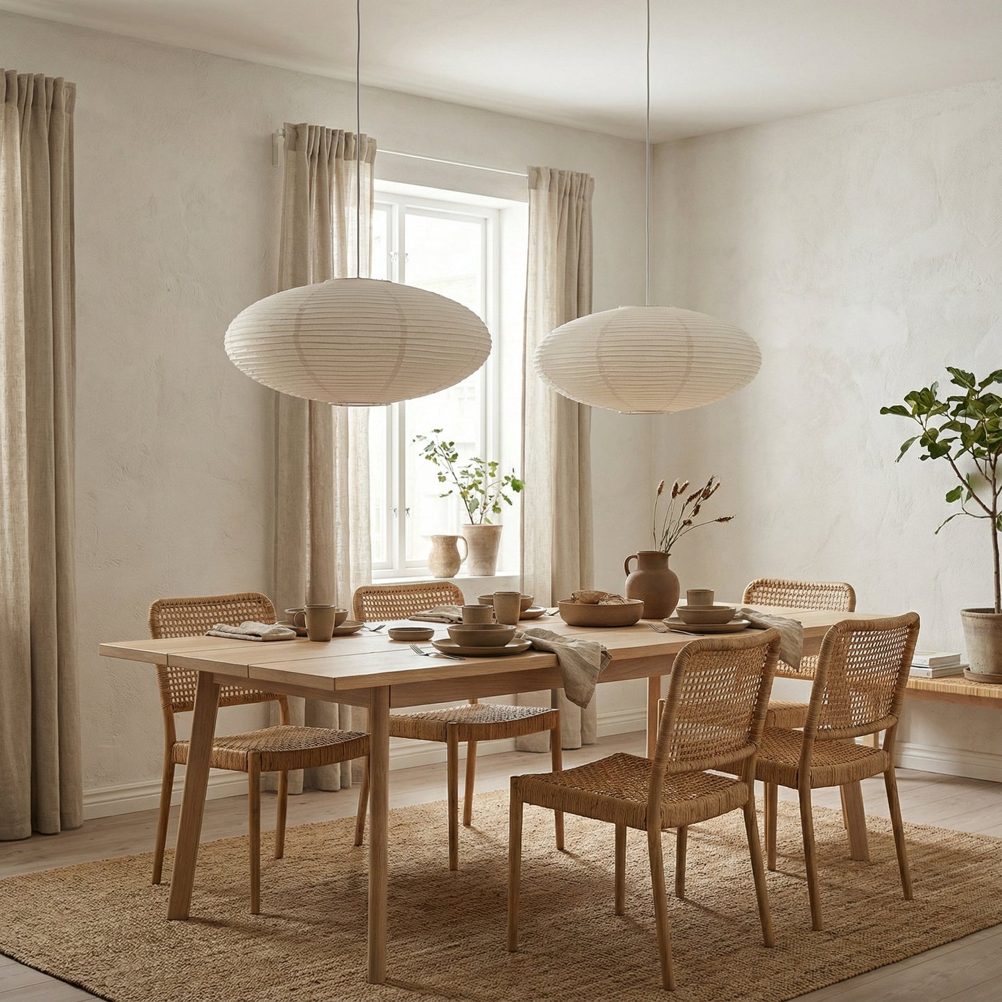 Zeni | Moderne oval Wabi Sabi papirpendellampe