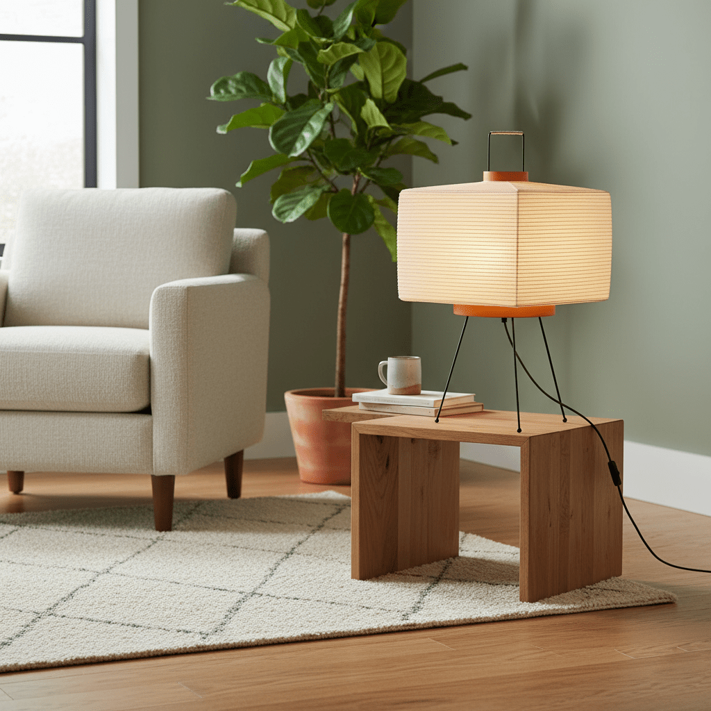 Kryntaleo | Japansk Ribbede Bambus Silhuet Oriental Accent Bordlampe