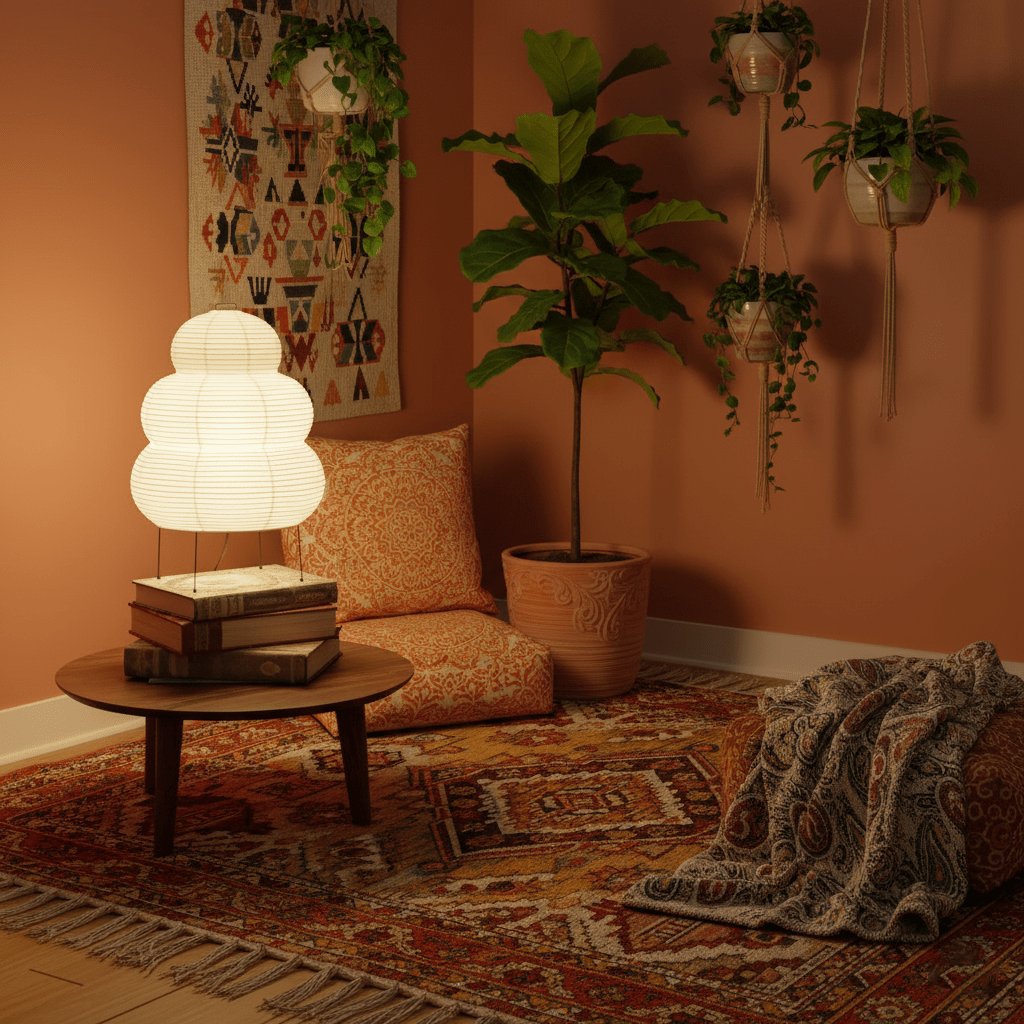 Kryntaleo | Japansk Ribbede Bambus Silhuet Oriental Accent Bordlampe