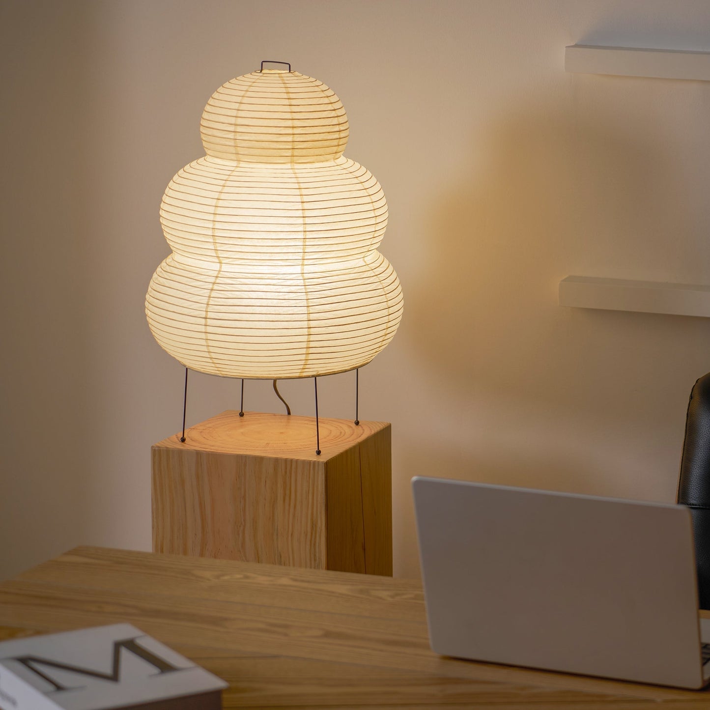 Kryntaleo | Japansk Ribbede Bambus Silhuet Oriental Accent Bordlampe